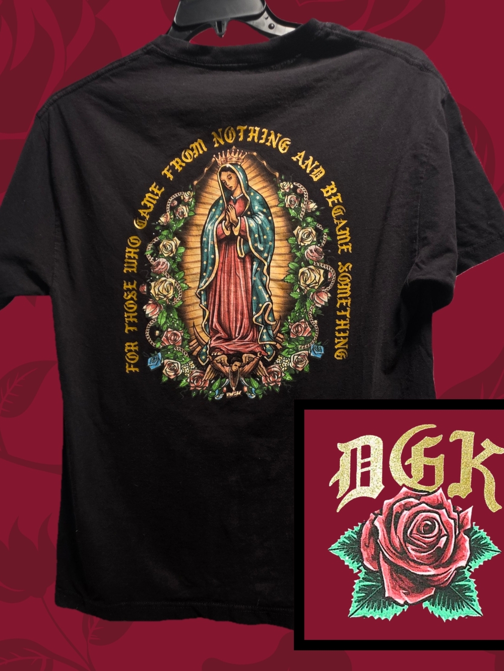 DGK Black Short Sleeve Tee with Colorful Virgin Mary Graphic